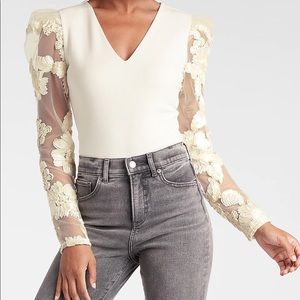 Express White Lace sleeve bodysuit